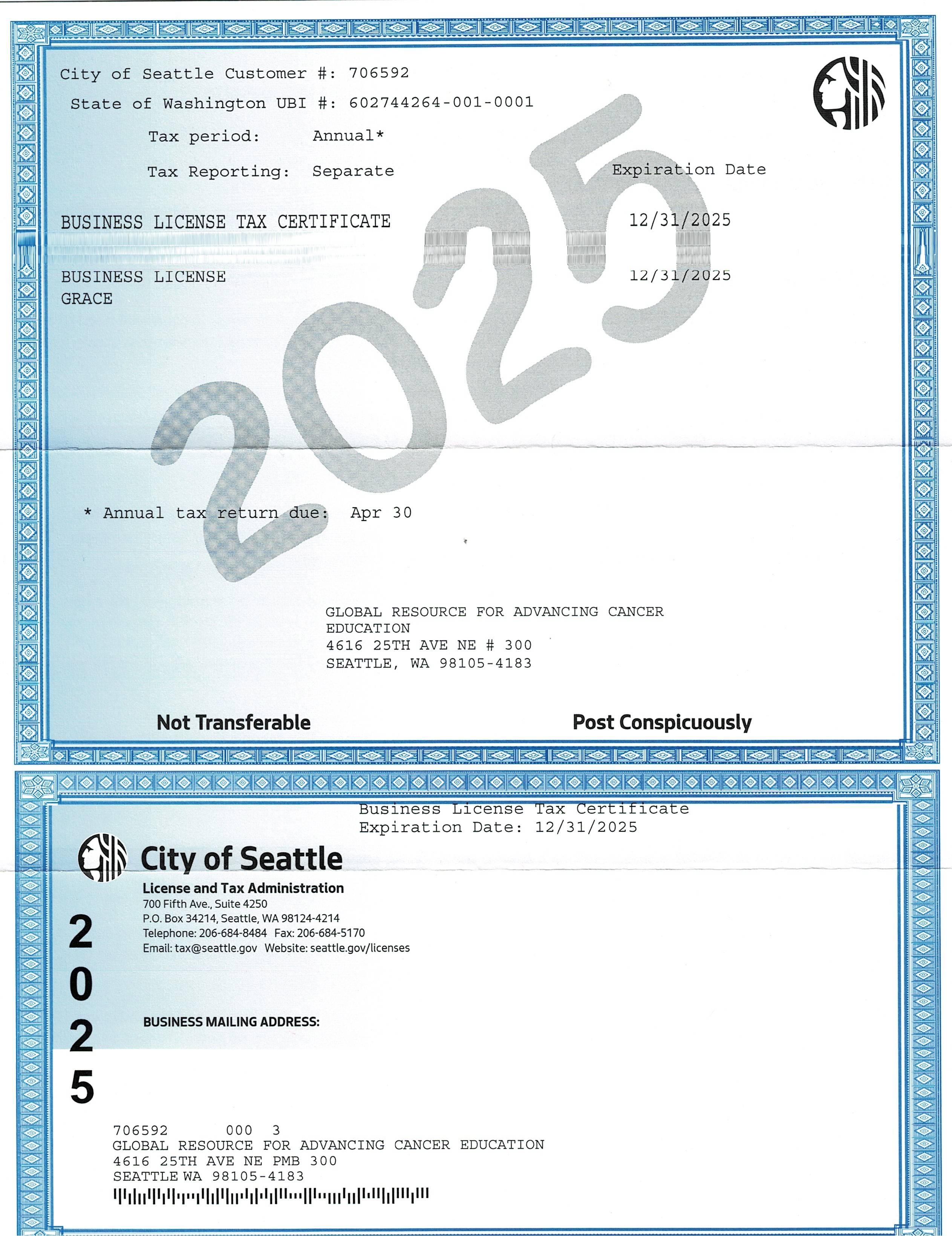 2025 GRACE Business License